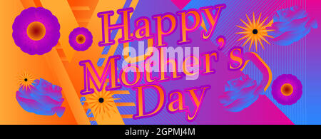 Happy Mother`s Day text on abstract greeting card. Stock Vector